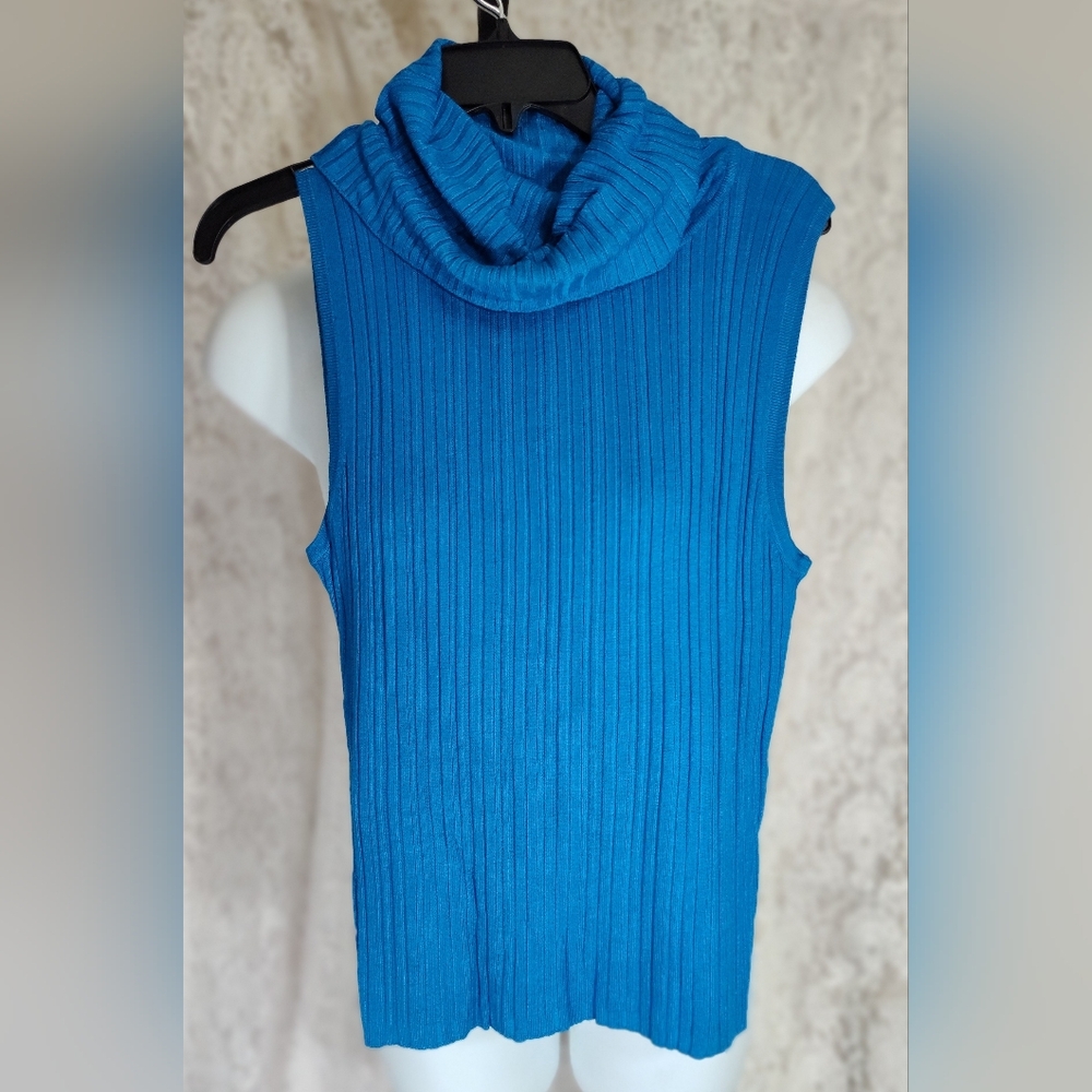 Copper Key Blue Cowl neck sleeveless Knit Top NWOT